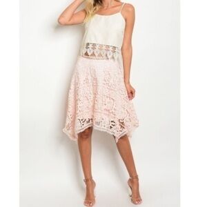 Boho Lace Pink Skirt